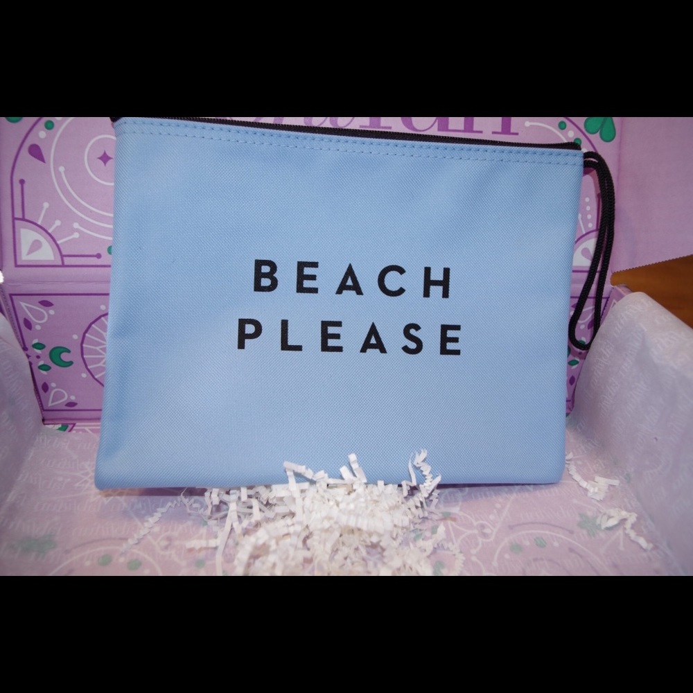 Milly Beach Please large zip pouch blue and black